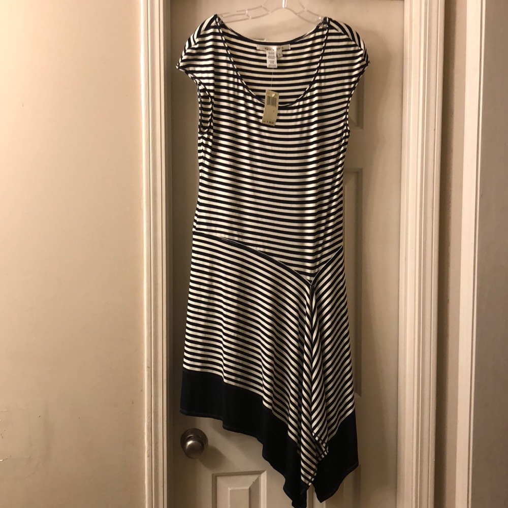 Black/Cream Striped Sleeveless Dress